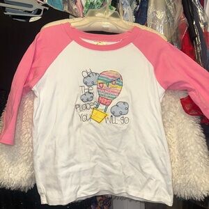 Pink and White Kids Raglan Shirt with “Nora” Monogram